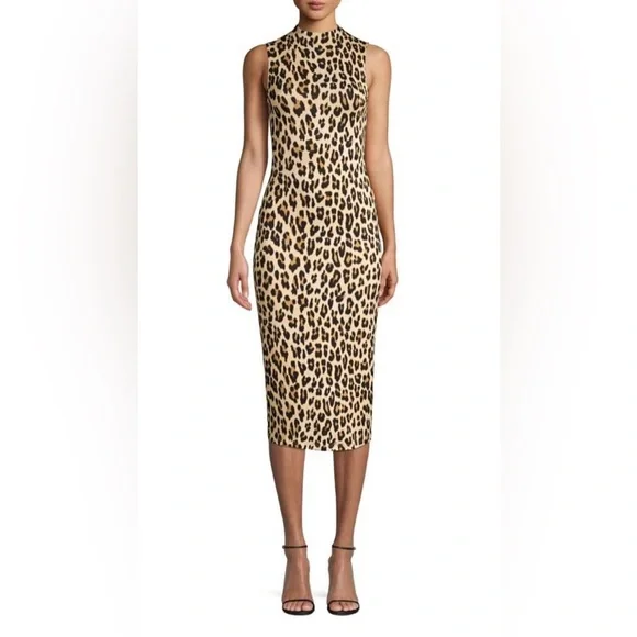 Alice + Olivia Delora Leopard Sleeveless Bodycon Dress NWT - Picture 1 of 8